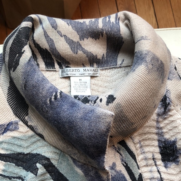 Alberto Makali beige/blue long open cardigan - Picture 2 of 7